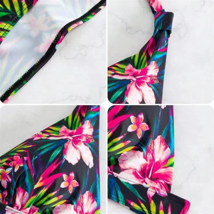 New Floral Bikini Beach Tight Gathered One-piece Swimsuit Straps in Stock